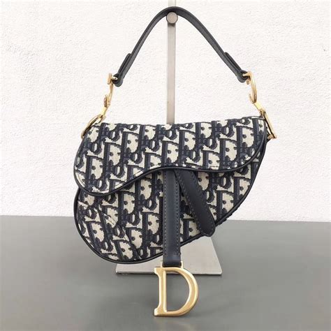 MINI SADDLE BAG Blue Dior Oblique Jacquard AUTHENTIC 